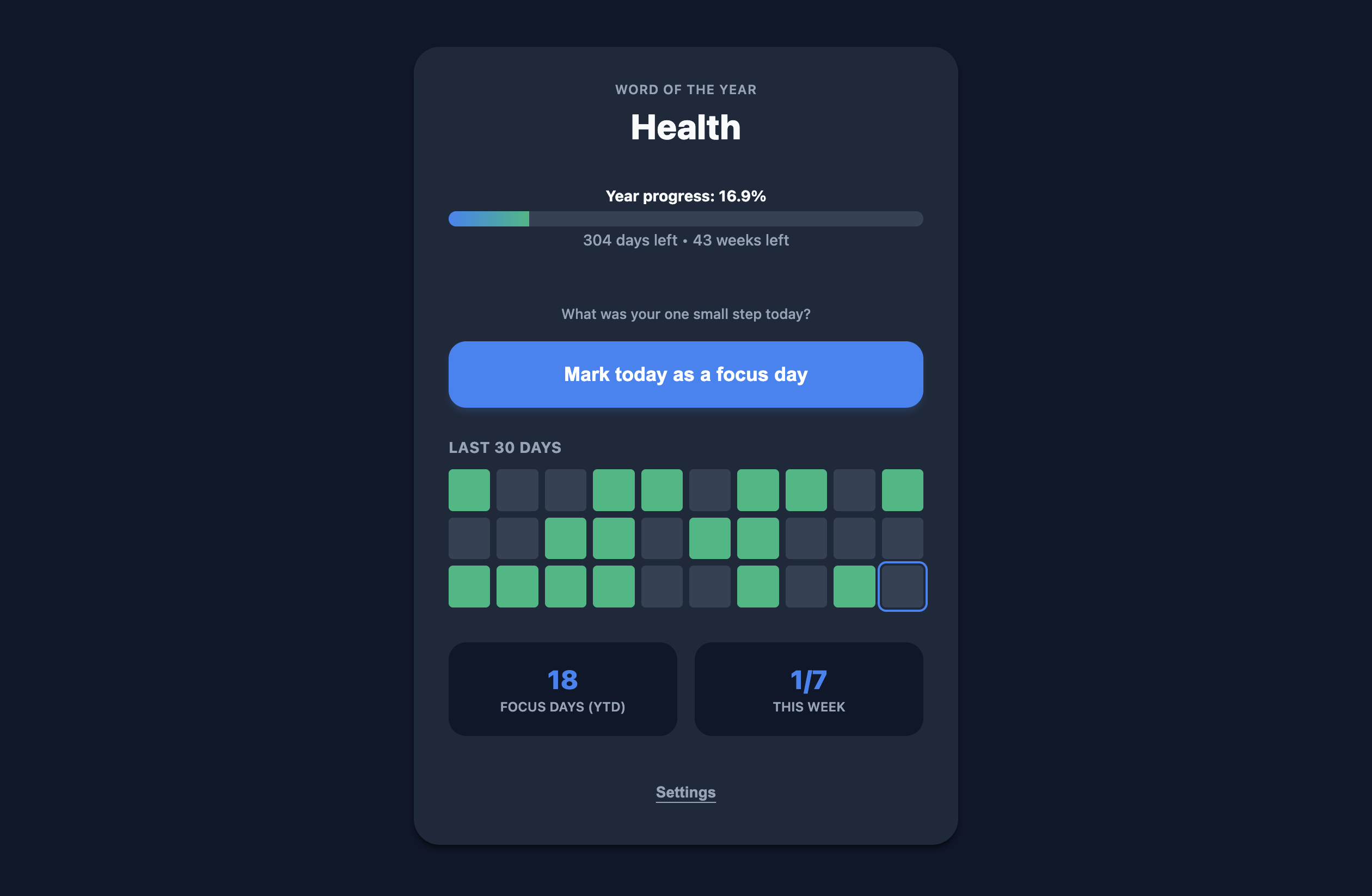 Year Focus dark mode preview